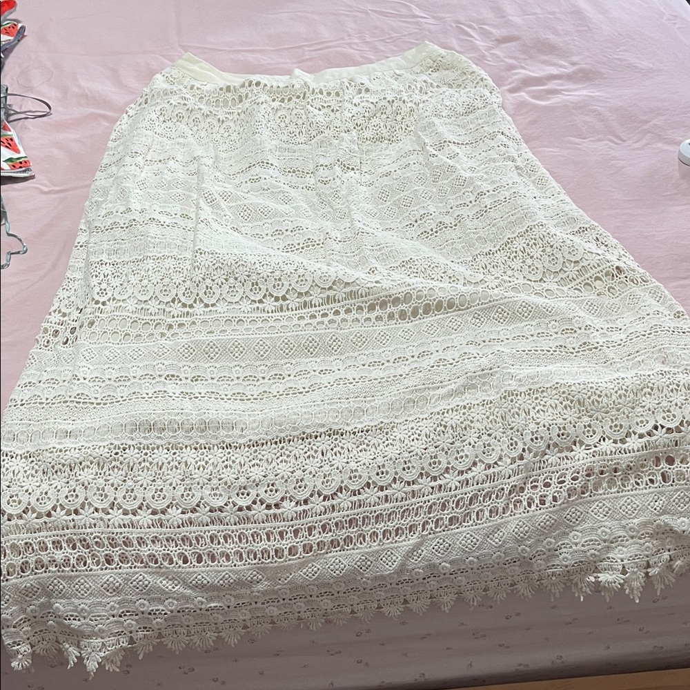 Elegant White eyelet Skirt